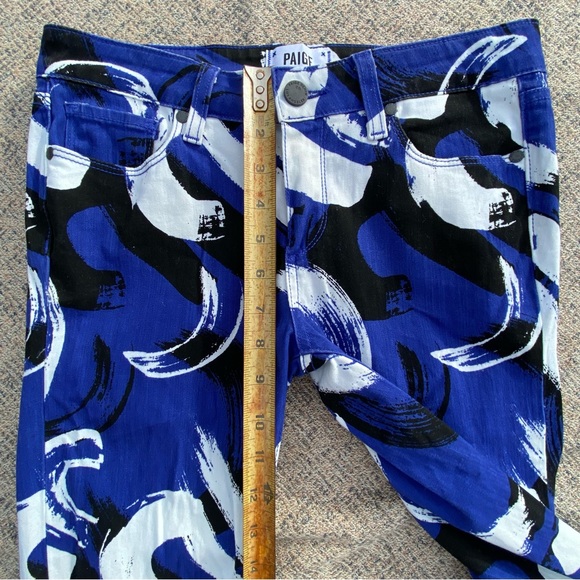 PAIGE Verdugo Crop in Tribal Blue Denim Jeans size 28 6 - Picture 3 of 13